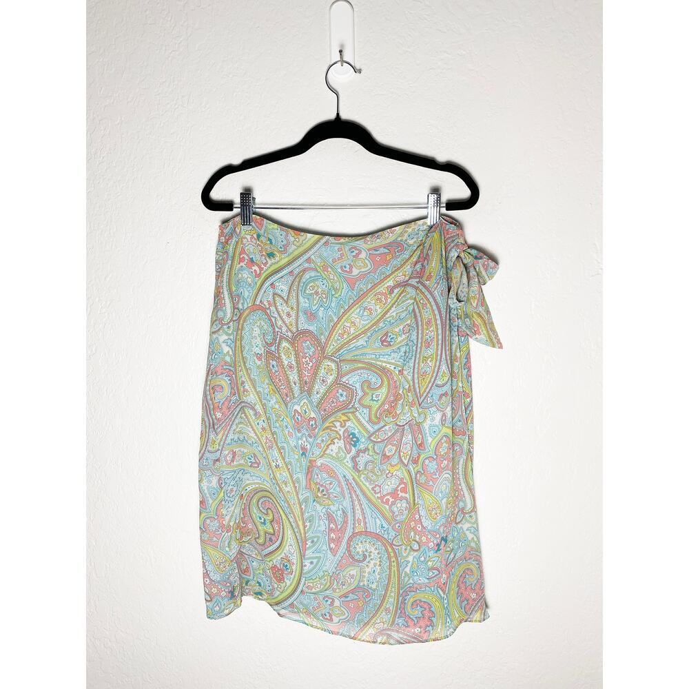 Vintage Oscar by Oscar de la Renta Women's Pastel Paisley Wrap Skirt Side Tie 12